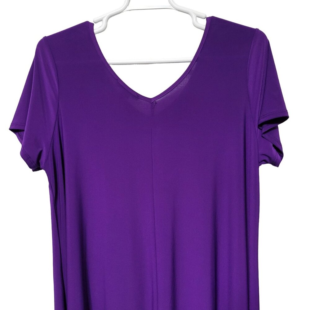 Roamans Size 22/24 1X Dress Stretch Jersey Full Swing Hem Long Purple - Picture 5 of 9